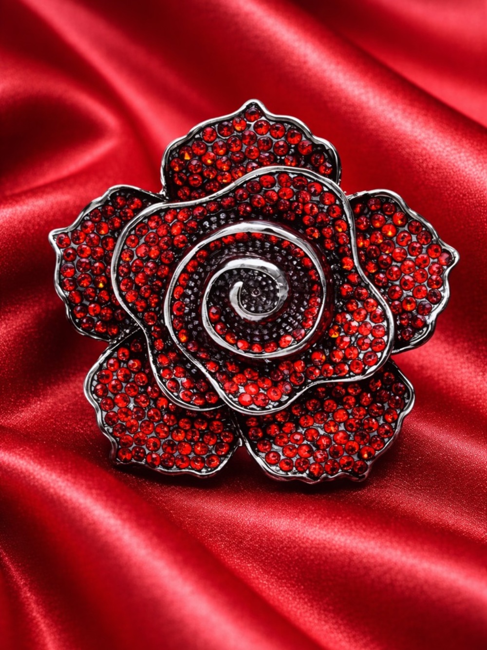 Red Rose Crystal Brooch